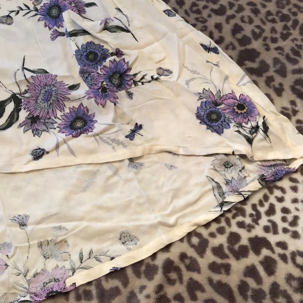 Old Navy Cream Floral High Low Hemline Dress Ruffle Pockets Size XXL 16